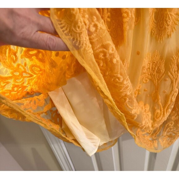 Sundance Deep Yellow Romantic Dress 10 Lace Embroidery Occasion Sleeveless Boho - Picture 10 of 14